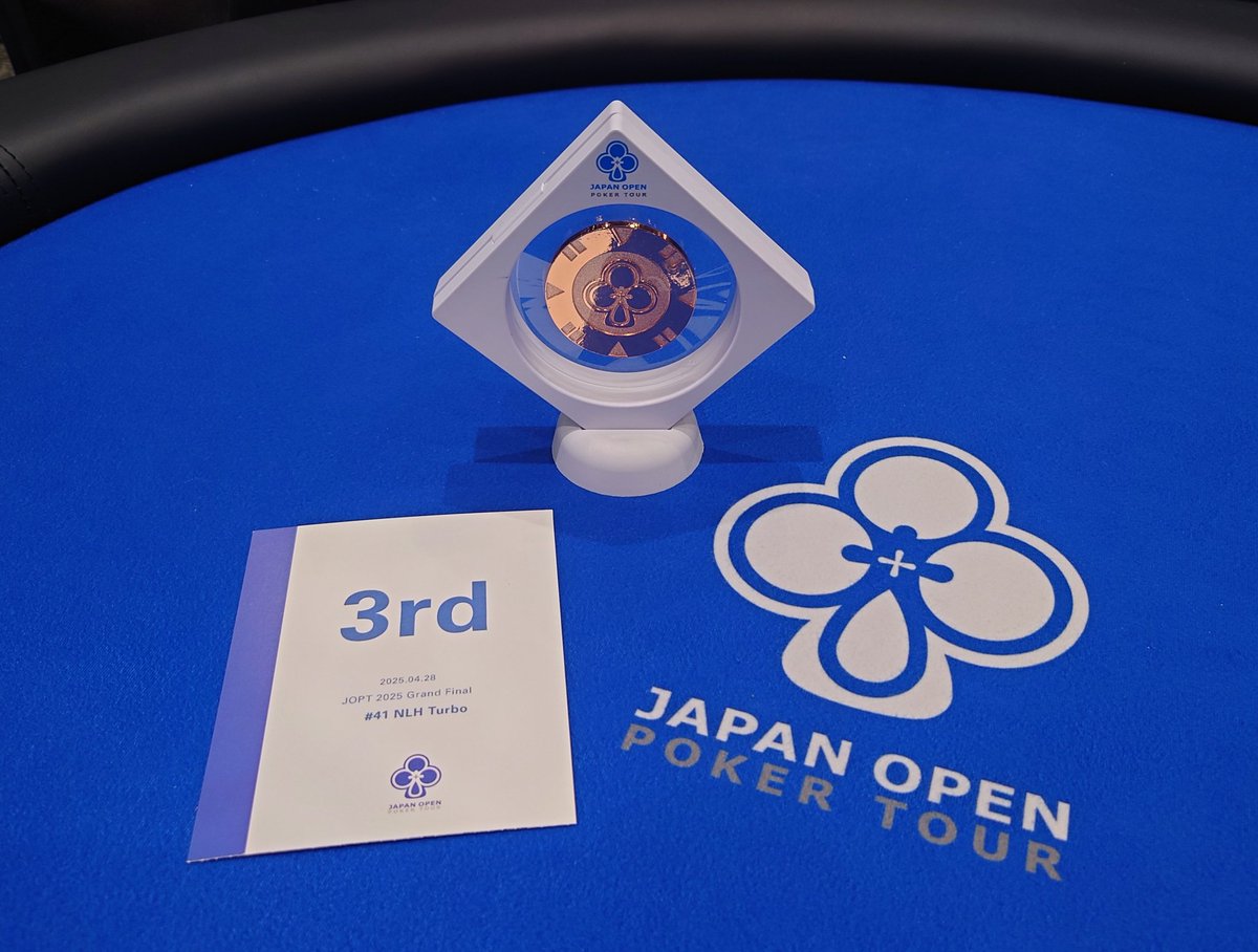 poker_gen's tweet photo. JOPT 2025 Grand Final
#41 NLH Turbo
3/378

久しぶりのポーカー楽しかった https://t.co/Q6xlmf9xyO