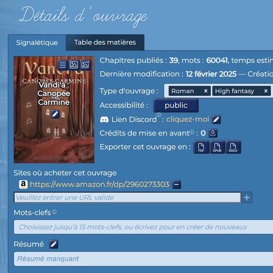 MarkusCharret's tweet photo. 🚀 Mise à jour Épistolads 1.20 pour les auteurs ! 🥳 Ajoutez les sites où acheter vos ouvrages dans les infos de vos livres ! 📚 Facilitez l'accès à vos créations pour vos lecteurs ! 😁 

https://t.co/59VOLO3sDC

#epistolads #écriture #relecture #tuto https://t.co/hBxL88Z3Om