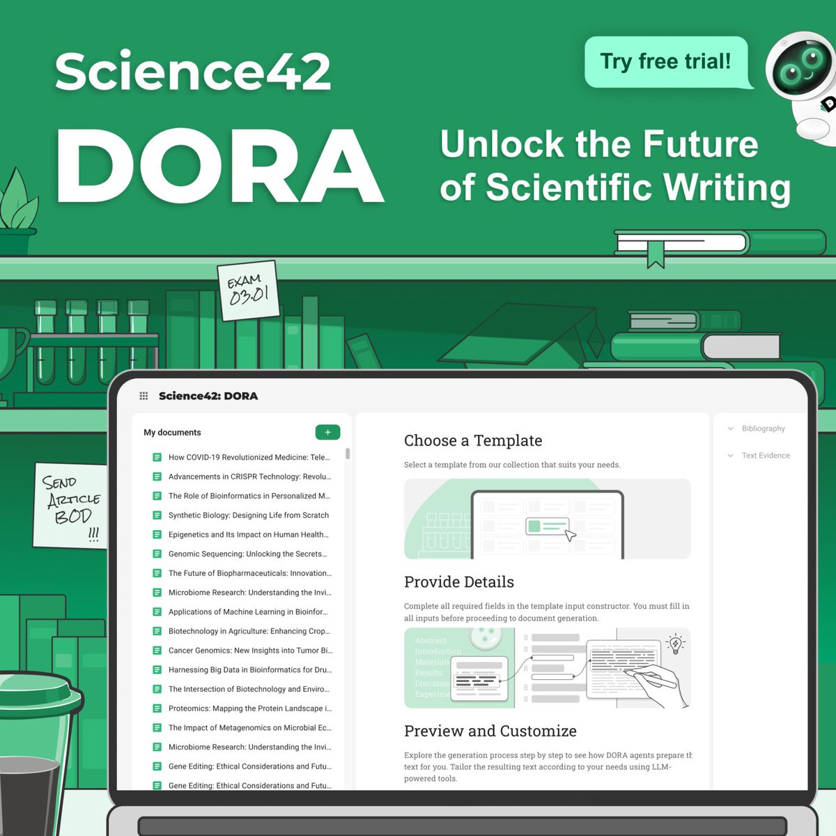 🎓 Calling all university researchers at #AACR25 in Chicago!

Meet Science42: #DORA, Insilico Medicine’s AI-powered writing and data analysis assistant designed for biomedical innovation.

🔬 Whether you're publishing research, or generating grant proposals, DORA assists in fast