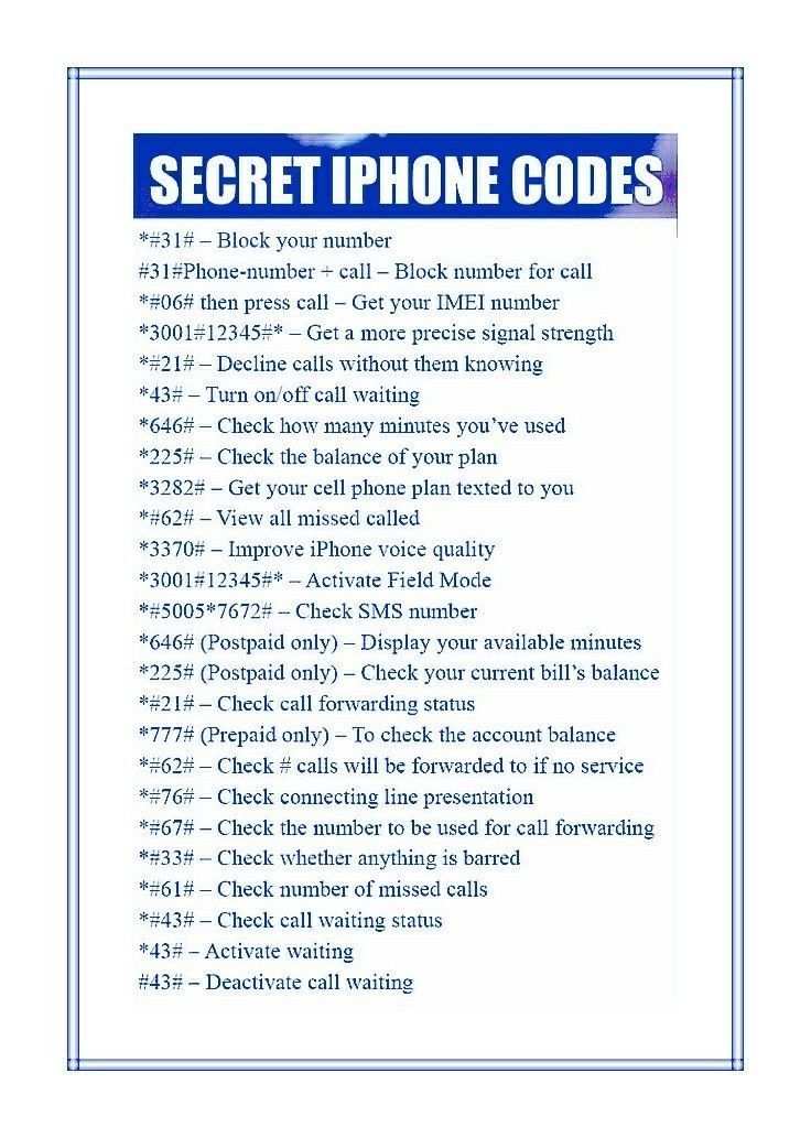 Secret iPhone codes