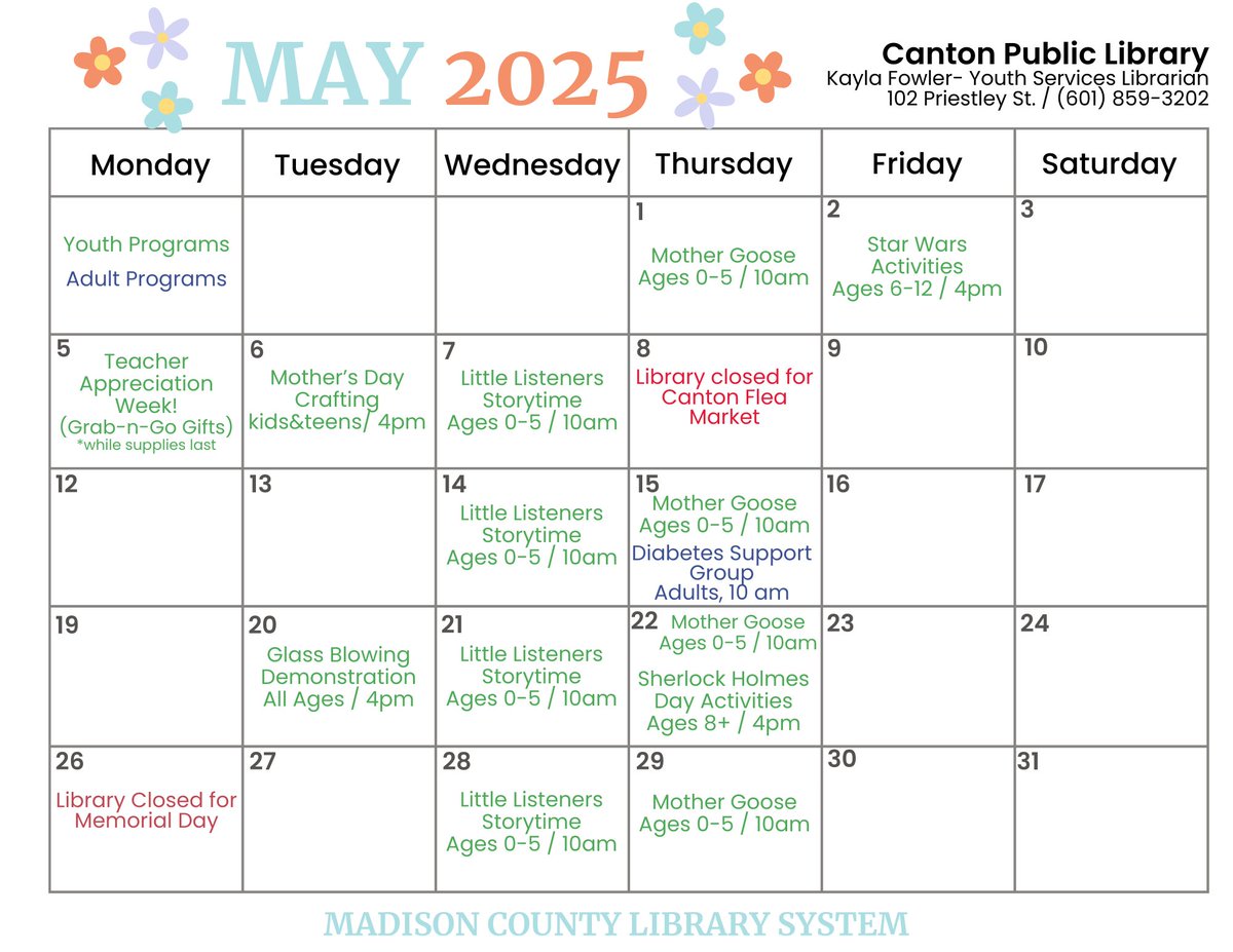 We have so many exciting programs in May! Come see us!