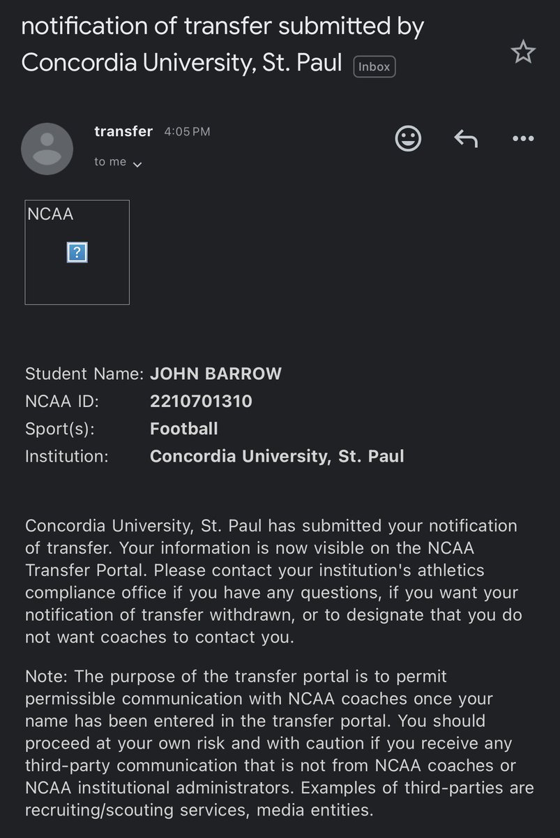 Officially in the portal 
DT 6’1 290
4 Years of eligibility 
DM for film