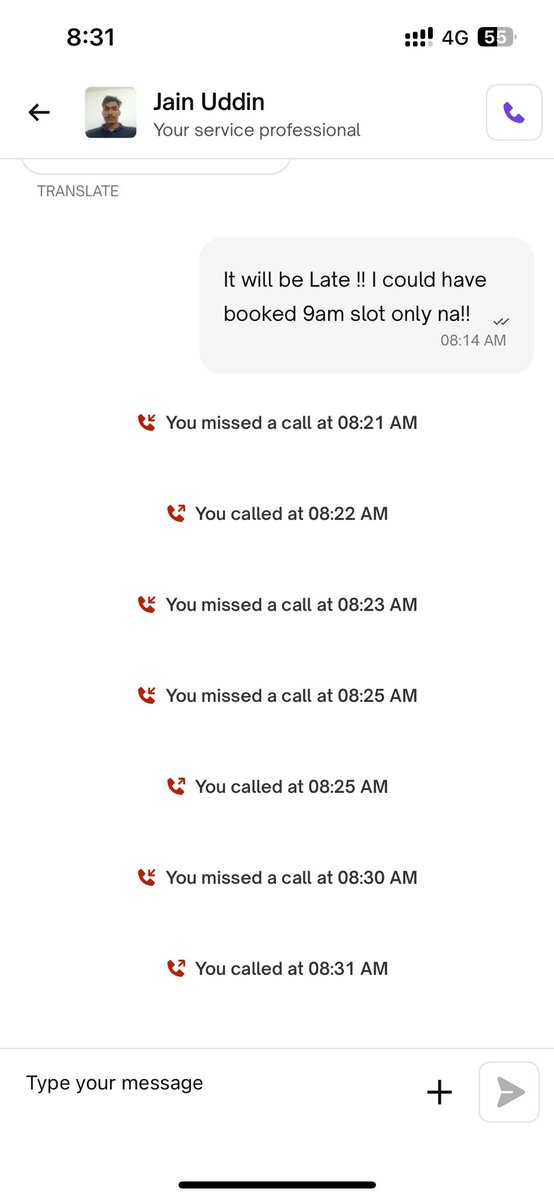 bjvdla's tweet photo. @urbancompany_UC your Executive is just playing with me and testing my patience!! He is not lifting the call https://t.co/3sd7xKGNaW