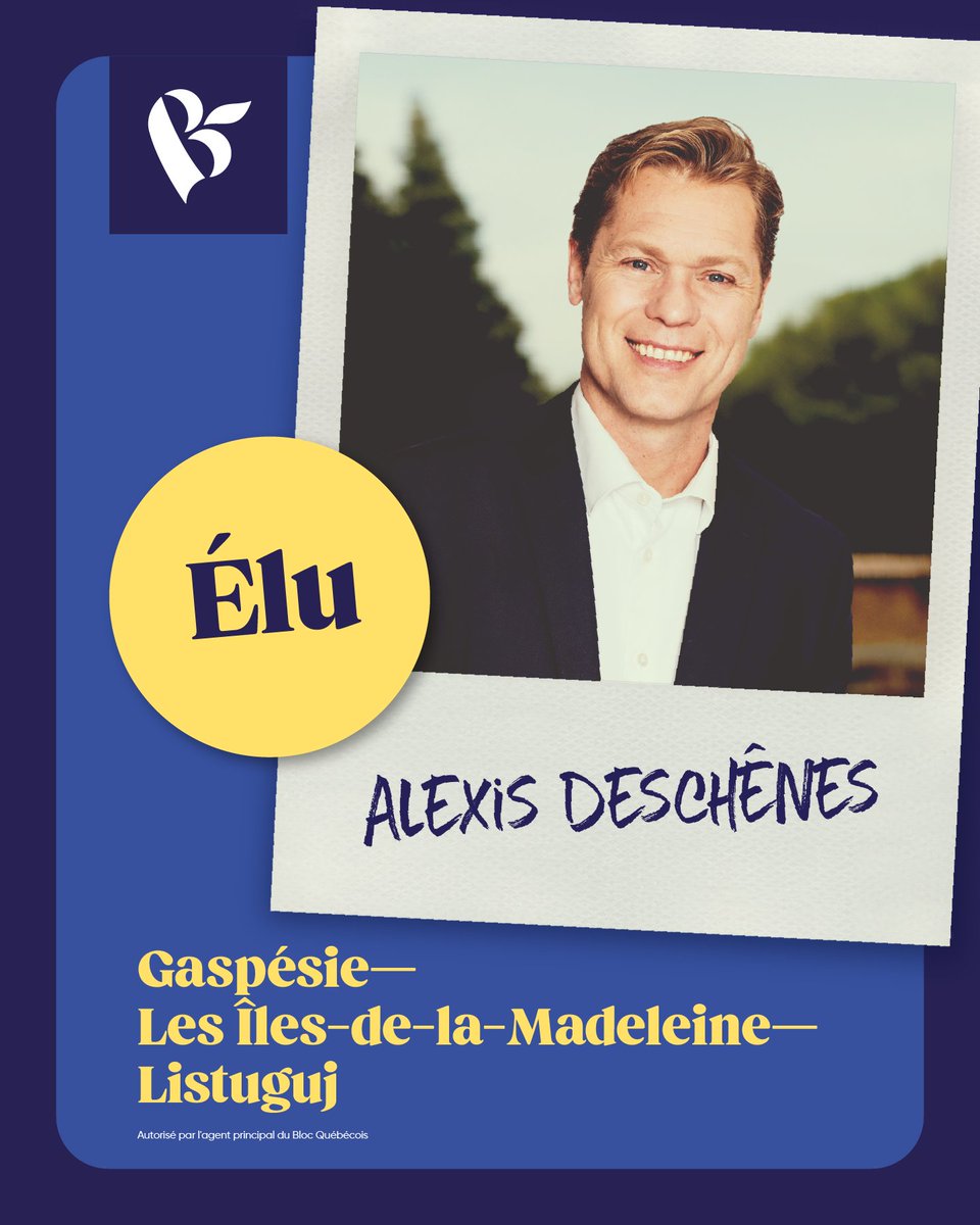 ✅⚜️Victoire confirmée pour Alexis Deschênes dans Gaspésie—Les Îles-de-la-Madeleine—Listuguj! Un remarquable candidat, entièrement dévoué aux Gaspésiens et aux Madelinots et prêt à défendre nos valeurs face à Ottawa!