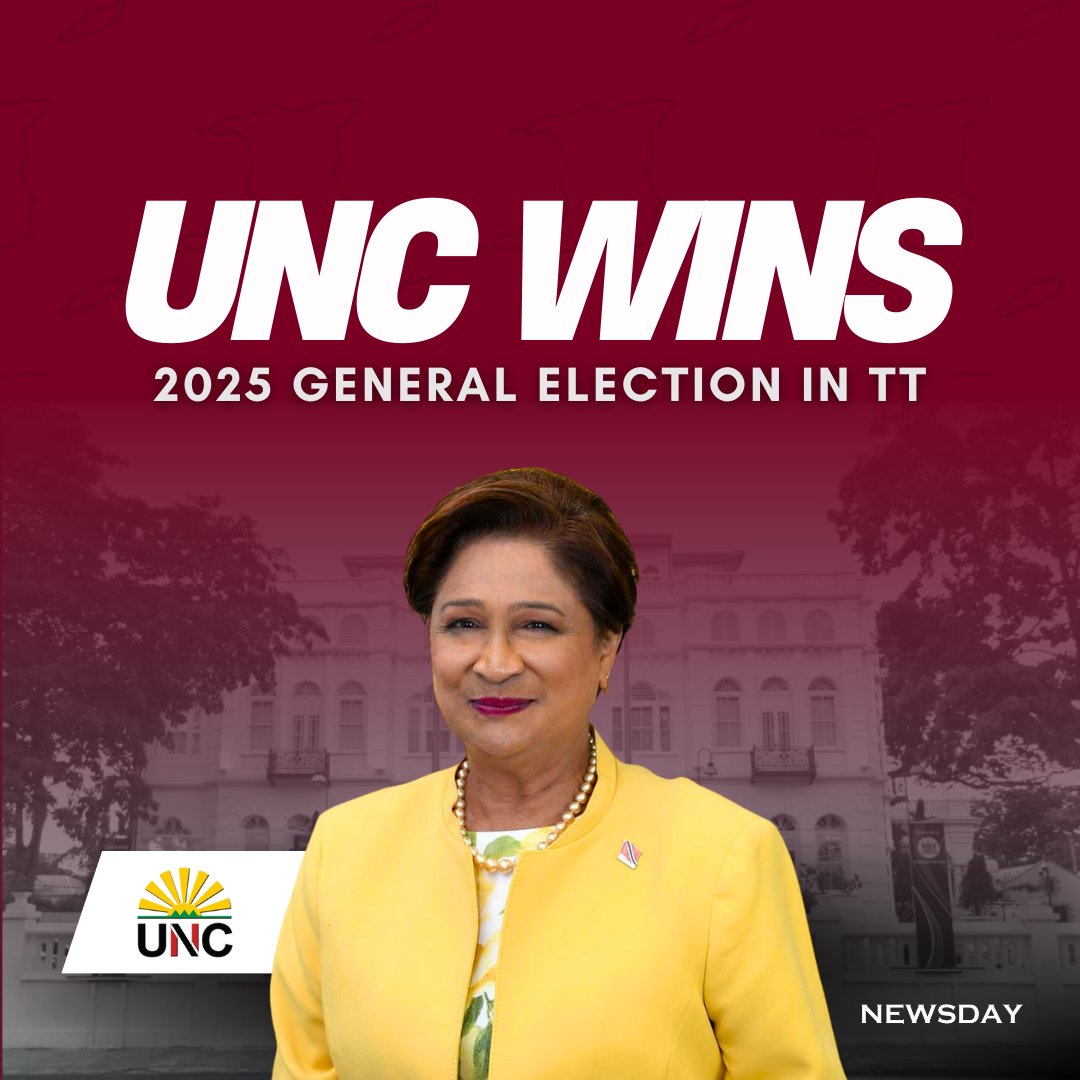 Kamla Persad-Bissessar leads UNC to victory, defeats PNM. Persad-Bissessar returns as Prime Minister for a second term since 2010. She is the only woman to serve in this post in Trinidad and Tobago's electoral history.