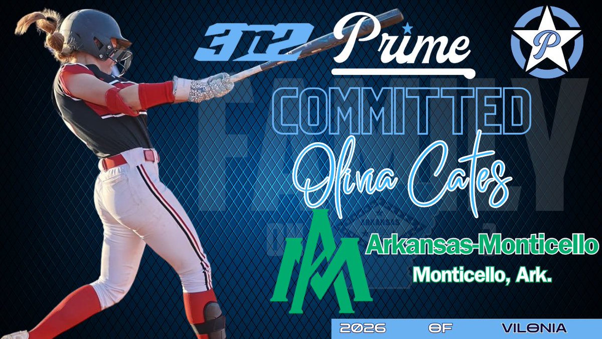 Very proud of Prime 2026 OF <a href="/OCates2026/">OliviaCates2026</a> and her commitment to <a href="/Coach_Lem_UAM/">Kyle Lem</a> &amp; <a href="/UAM_Softball/">UAM Softball</a> on Monday. Liv is a big-time athlete and hard worker who checks every box to compete at the next level. She's having a massive junior year for 19-3 Vilonia, slashing a .540/.634/.841 line
