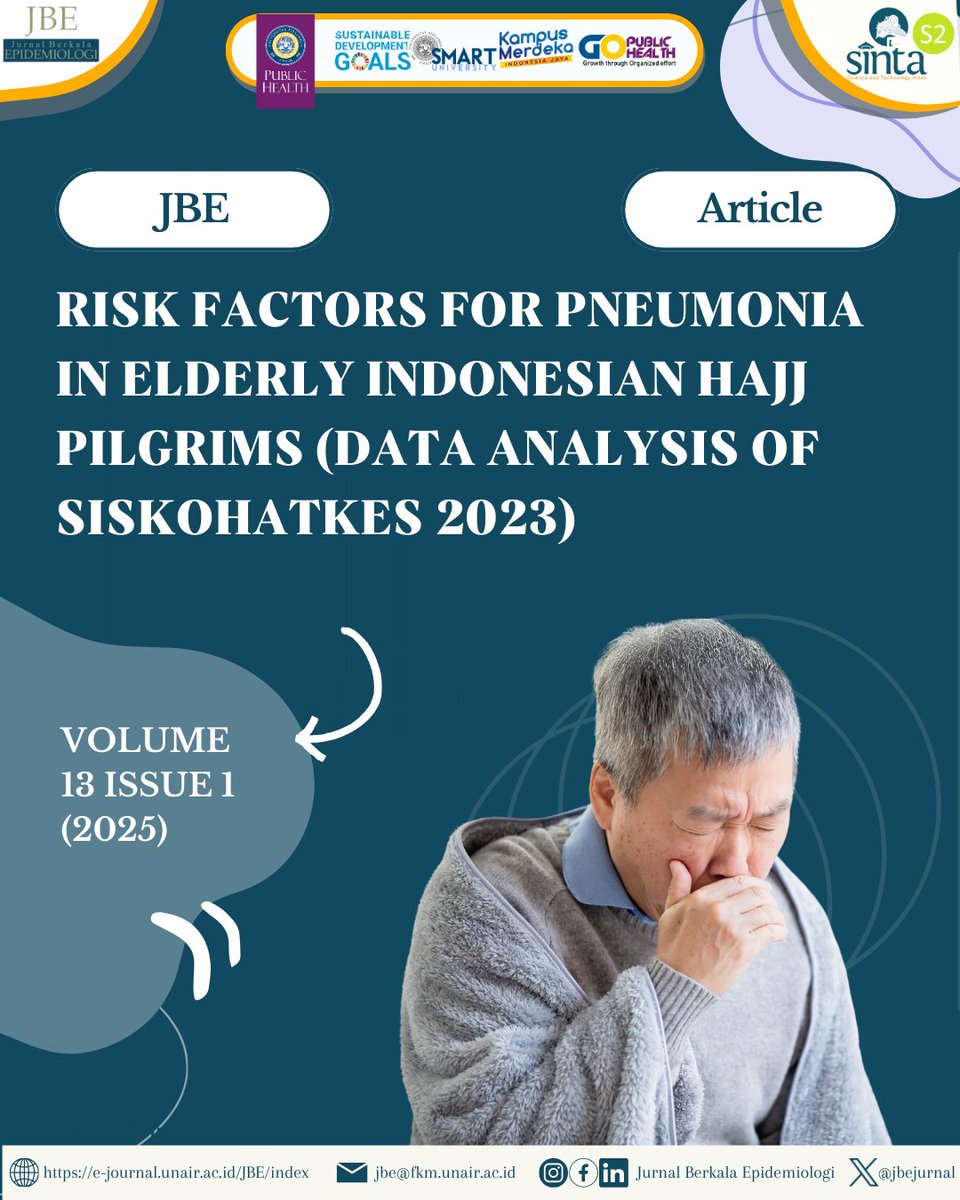 JbeJurnal's tweet image. 📊 A new study finds COPD is the biggest risk factor for pneumonia among elderly Hajj pilgrims—37.1% were affected in 2023. Stronger pre-departure screening &amp;amp; better comorbidity management are key. 🕋🫁
Read more: 
🔗 doi.org/10.20473/jbe.v…
#JBE #HajjHealth #COPD #pneumonia