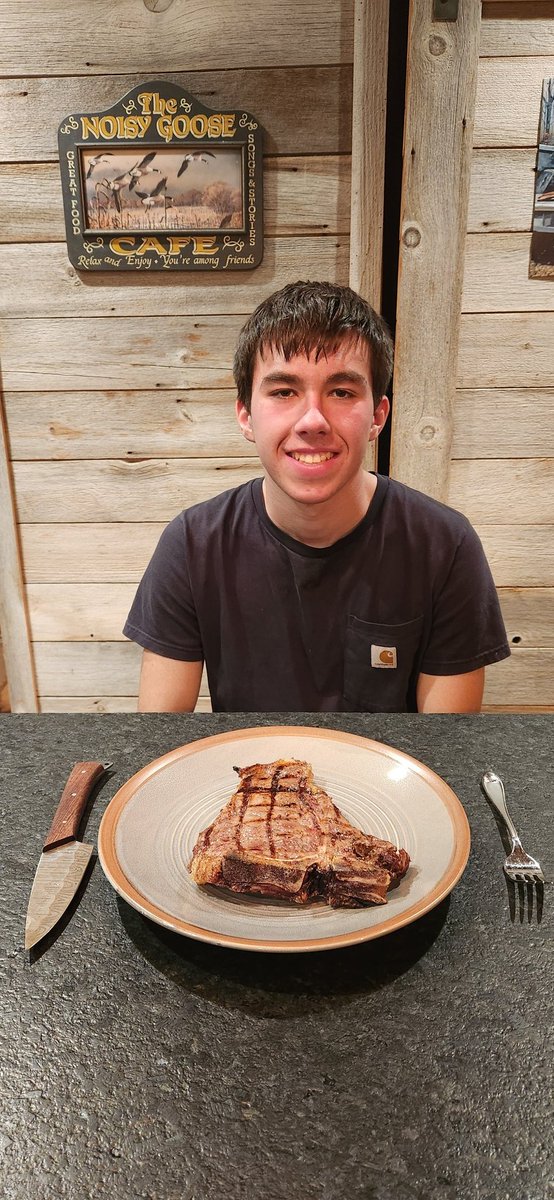 FarmrHuntr's tweet image. How do you celebrate planting corn on your first rented field as an 18 y/o? You ask dad to grill a big t-bone of course. Proud dad moment and one he'll remember for a lifetime.