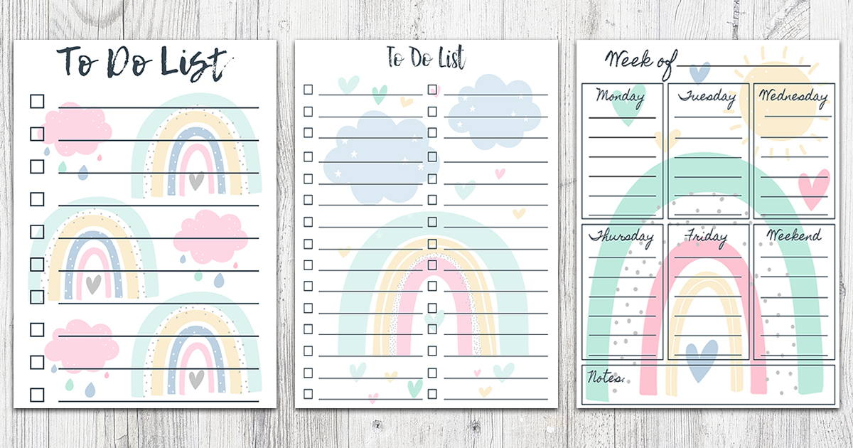 A set of FREE printable rainbow to-do lists! 5x7 and 8x10 formats, including weekly to-do lists and bucket list templates. Great for staying organized and productive! bit.ly/rainbowtodolis… #freeprintables #todolists #printabletodolists #rainbows