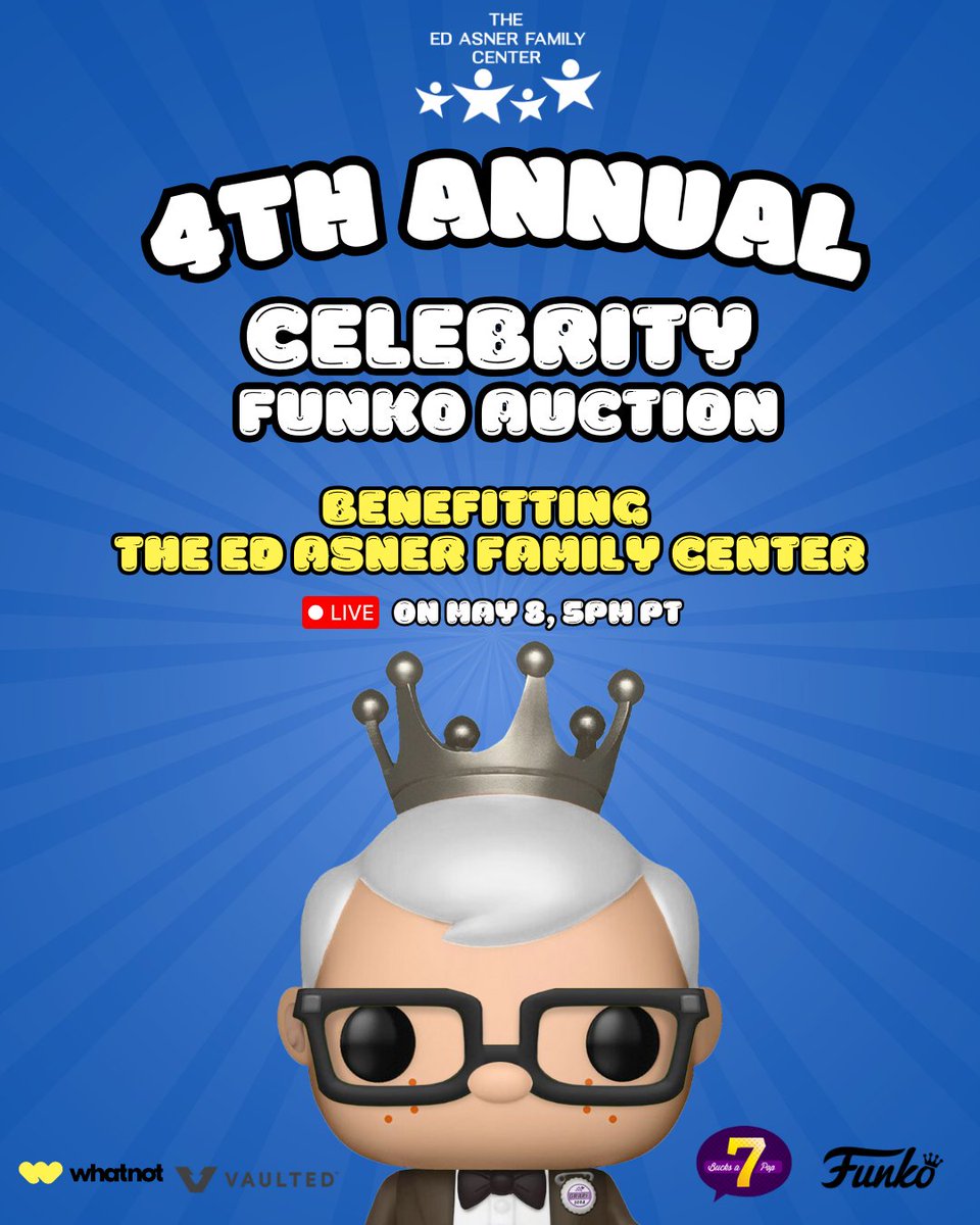 EdAsnerCenter's tweet image. 🎉 The ultimate Funko fan event is almost here!
Join us for The Ed Asner Family Center’s 4th Annual Celebrity Funko Auction — LIVE on Whatnot!
🗓️ May 8 | 🕔 5PM PT
Tap here to tune in ➡️whatnot.com/s/DIthTli9
All proceeds support neurodiverse individuals and their families.…