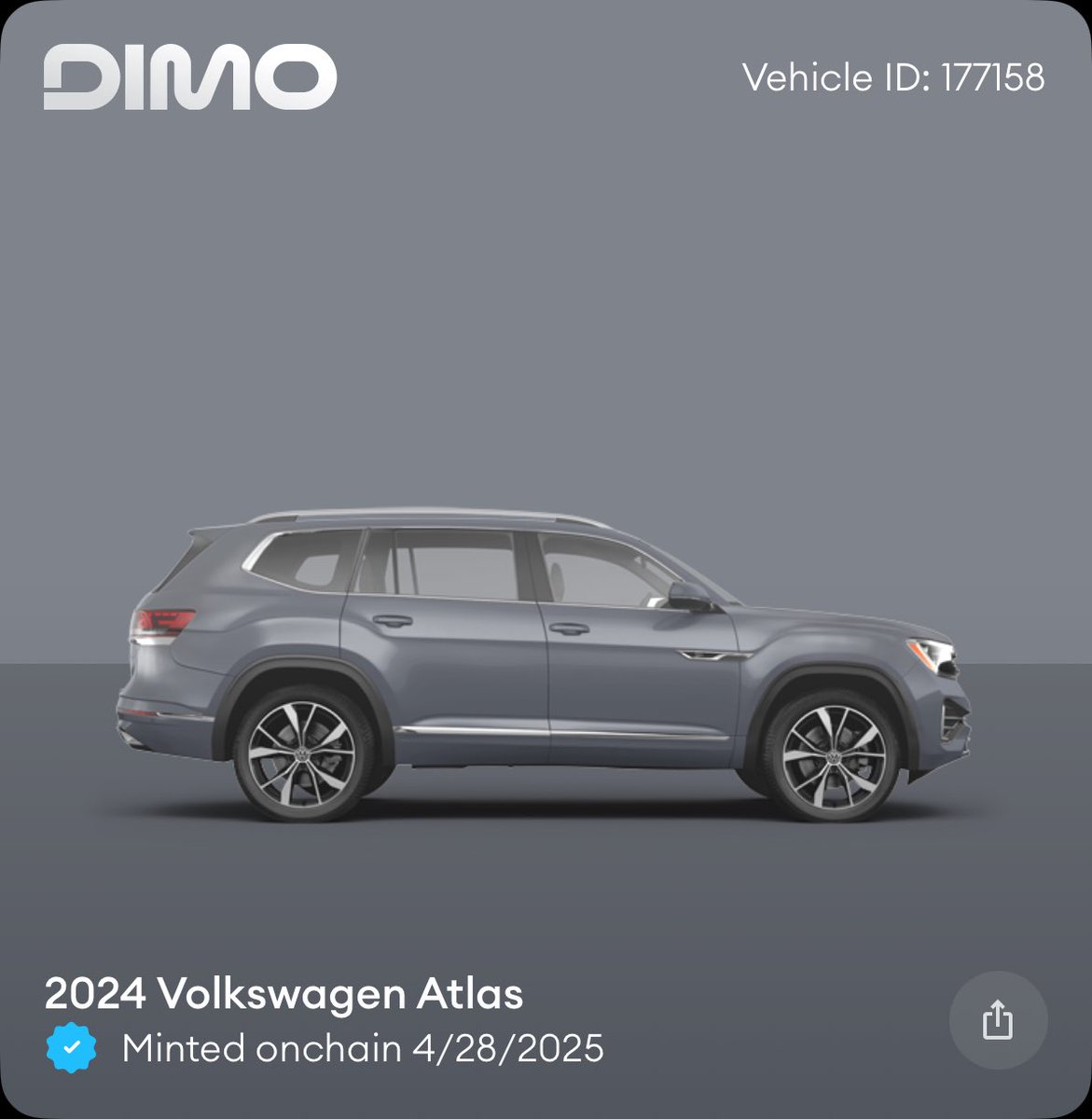 StanTuronis's tweet image. I just minted my car onchain with @DIMO_Network. Mint yours here: dimo.onelink.me/n8Wu/vcp