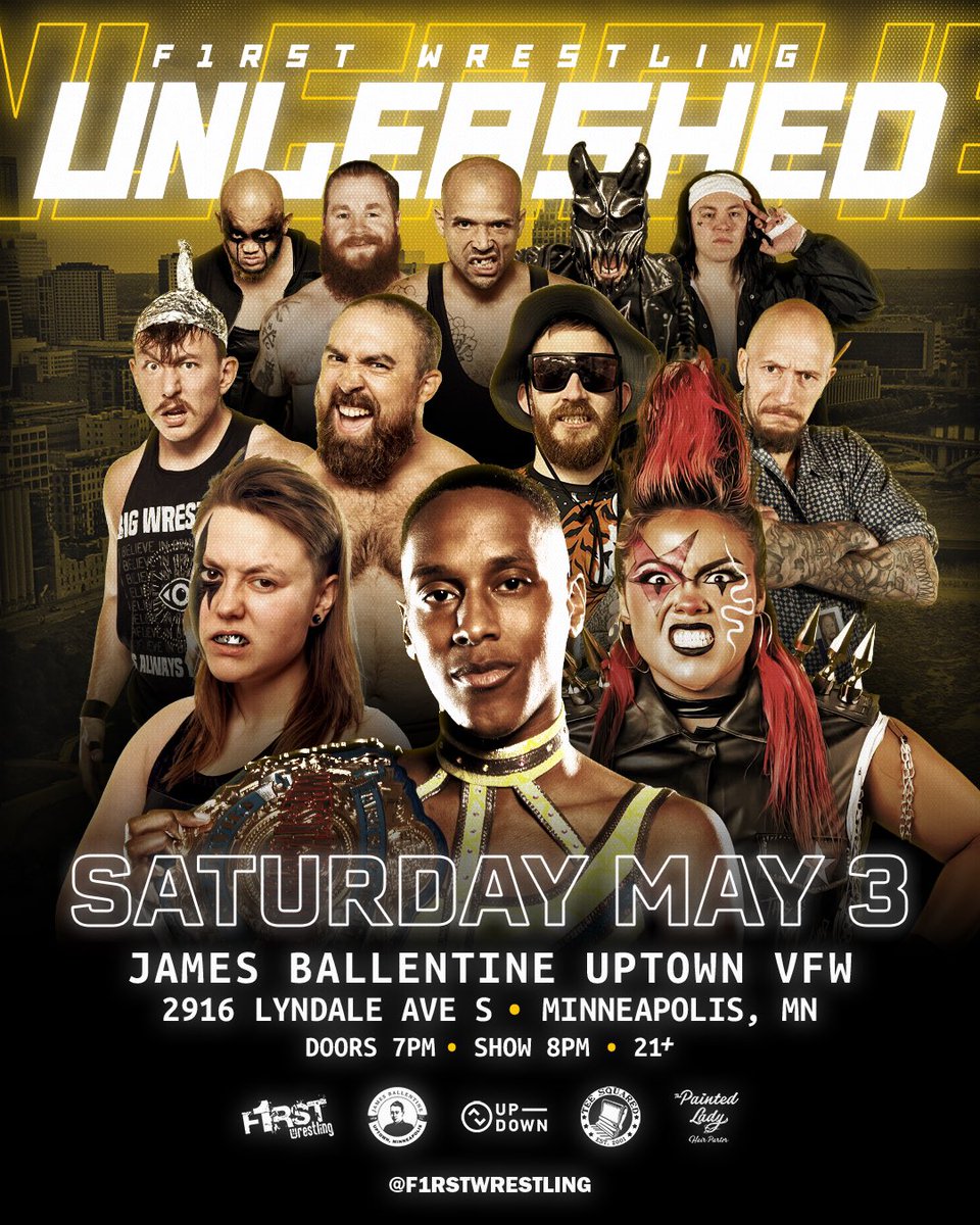 F1RST Wrestling (@f1rstwrestling) on Twitter photo 🚨THIS SATURDAY🚨
⚠️F1RST Wrestling: 𝑼𝑵𝑳𝑬𝑨𝑺𝑯𝑬𝑫⚠️
<a href="/UptownVFW/">James Ballentine VFW</a> | Minneapolis, MN
Doors 7pm | Show 8pm | 21+ Event
❗️LIMITED TICKETS REMAIN❗️
🎟️ eventbrite.com/e/f1rst-wrestl… 🚨THIS SATURDAY🚨
⚠️F1RST Wrestling: 𝑼𝑵𝑳𝑬𝑨𝑺𝑯𝑬𝑫⚠️
<a href="/UptownVFW/">James Ballentine VFW</a> | Minneapolis, MN
Doors 7pm | Show 8pm | 21+ Event
❗️LIMITED TICKETS REMAIN❗️
🎟️ eventbrite.com/e/f1rst-wrestl…