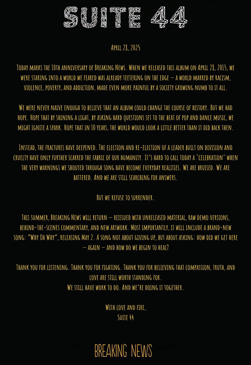 An open letter to our fans and the world. What have we learned? #BreakingNews10