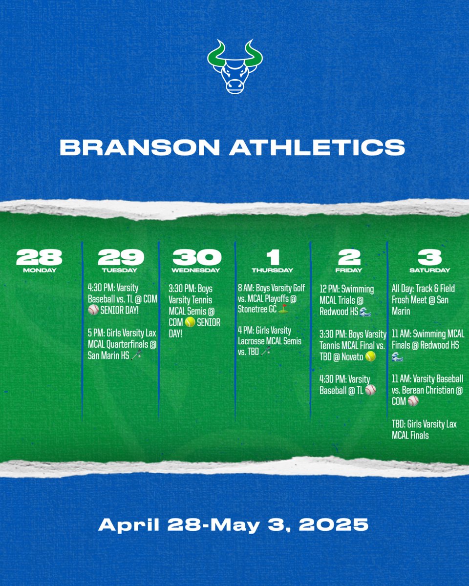 Hard to BULL-ieve that Spring Sport MCAL playoff action starts this week. Check out the schedule and show out and support the Bulls!