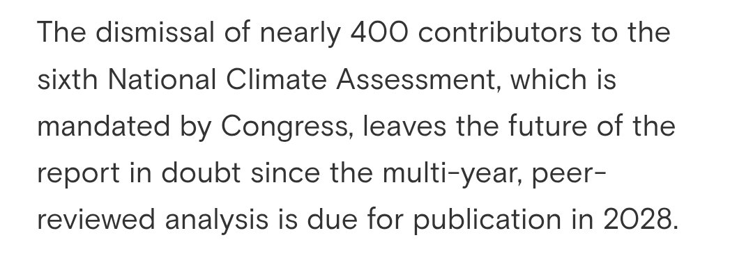 As expected, Trump administration scraps the sixth iteration of the National Climate Assessment by dismissing more than 400 contributors.  

Good riddance 🗑