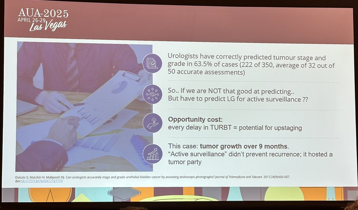 Amanda Myers (@amandamyersmd) on Twitter photo Debate 5. Active Surveillance for LG Intermediate Risk Bladder Cancer #AUA25 <a href="/drtanws/">Wei Shen Tan</a> <a href="/RobertoContieri/">Roberto Contieri</a>
<a href="/LauraBukavinaMD/">Laura Bukavina</a> Risk factors matter! Delay in TURBT = potential for upstaging, frequent cystos = anxiety, logistical and financial burden.
@Mroupret Active Surveillance Debate 5. Active Surveillance for LG Intermediate Risk Bladder Cancer #AUA25 <a href="/drtanws/">Wei Shen Tan</a> <a href="/RobertoContieri/">Roberto Contieri</a>
<a href="/LauraBukavinaMD/">Laura Bukavina</a> Risk factors matter! Delay in TURBT = potential for upstaging, frequent cystos = anxiety, logistical and financial burden.
@Mroupret Active Surveillance