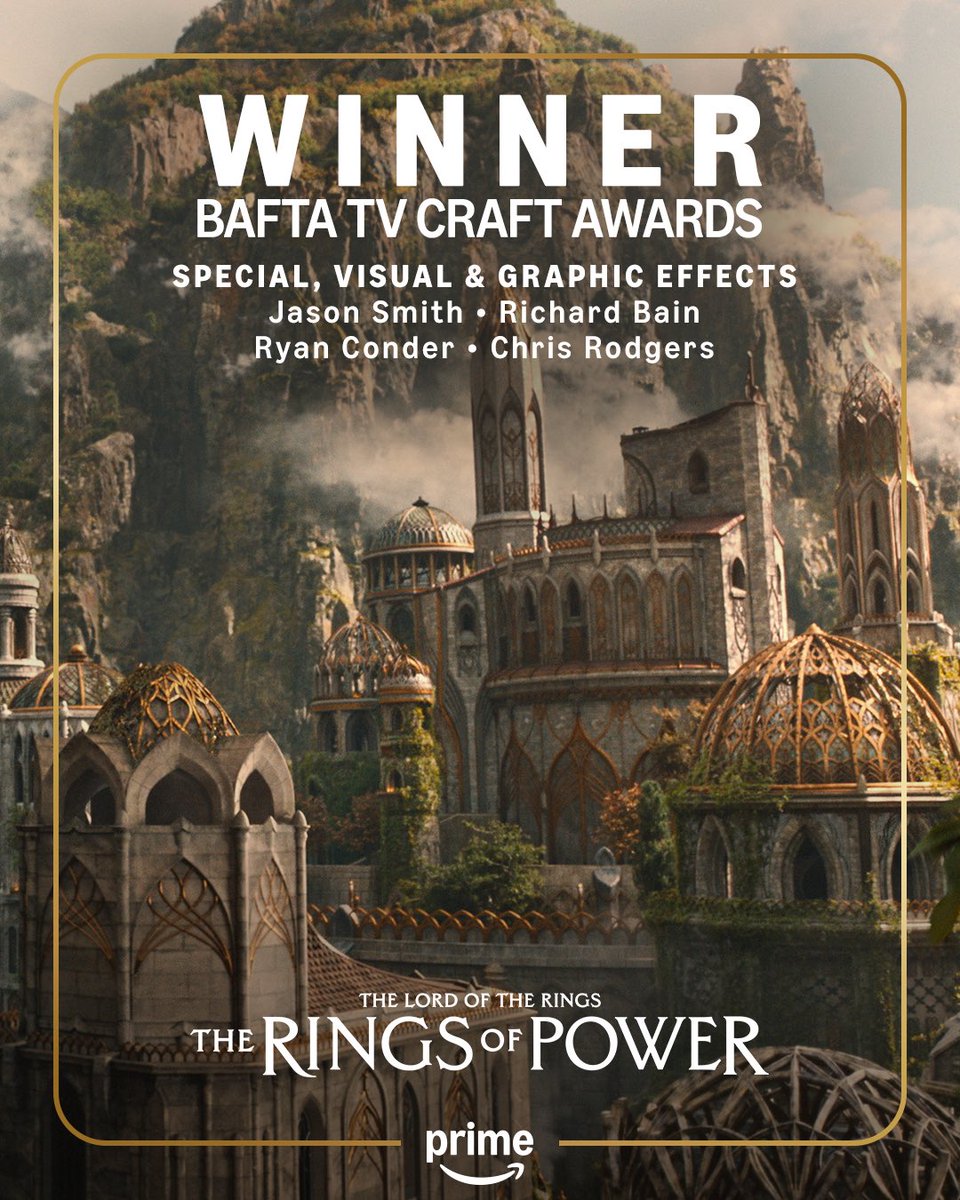 The Fan of the Rings (@fanoftherings) on Twitter photo Victory for Middle-earth! ⚔️
Congratulations to the incredible Special, Visual, and Graphic Effects teams behind <a href="/TheRingsofPower/">The Lord of the Rings</a> for winning the BAFTA TV Craft Award! Your magic brought the lands of Númenor, Lindon, and beyond to breathtaking life — and now the whole realm is Victory for Middle-earth! ⚔️
Congratulations to the incredible Special, Visual, and Graphic Effects teams behind <a href="/TheRingsofPower/">The Lord of the Rings</a> for winning the BAFTA TV Craft Award! Your magic brought the lands of Númenor, Lindon, and beyond to breathtaking life — and now the whole realm is