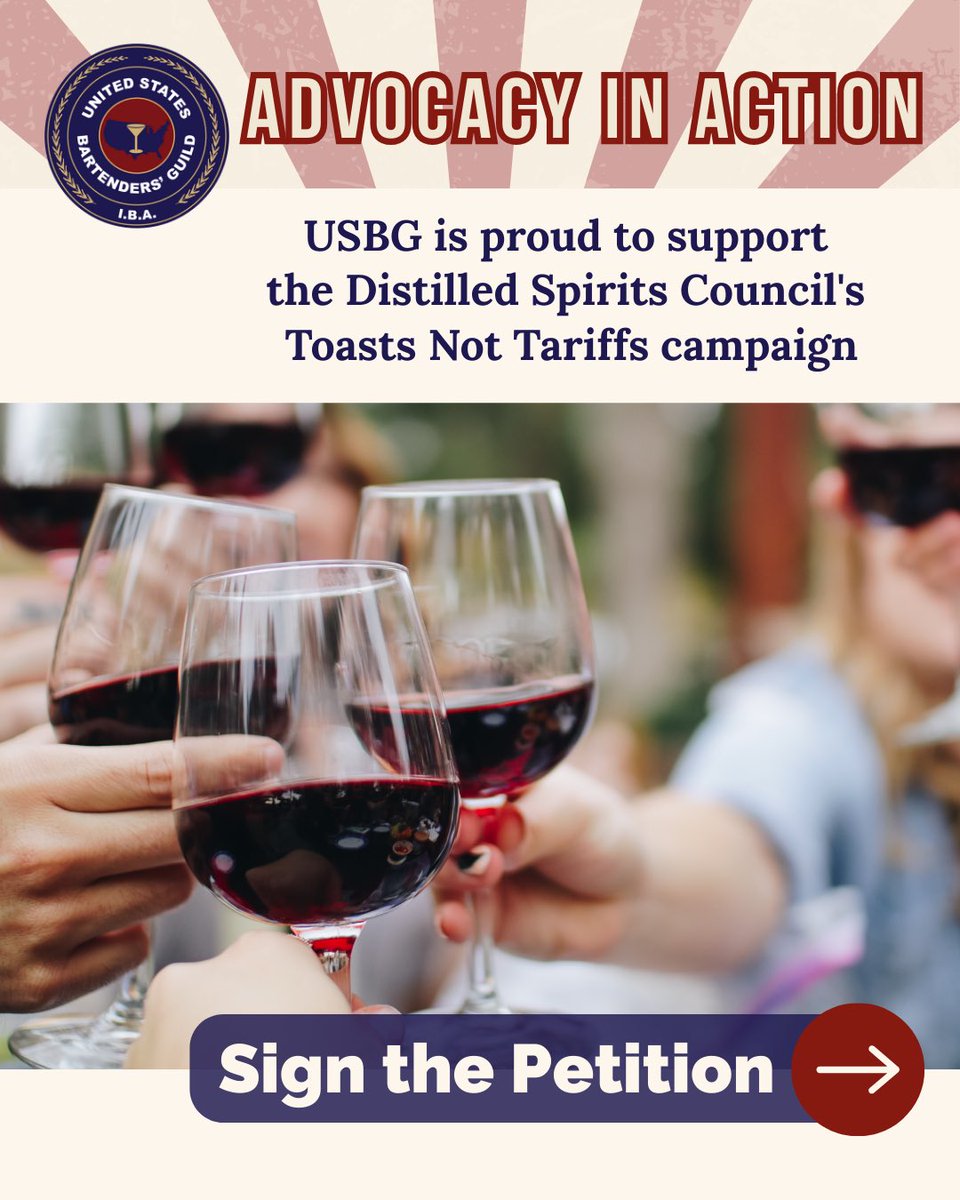 TheUSBG's tweet image. Tariffs on distilled spirits and wine will harm hundreds of thousands of small businesses, putting American jobs at risk…

We need #ToastsNotTariffs for distilled spirits and wine products!

Learn More HERE: tr.ee/68AIpMixSQ