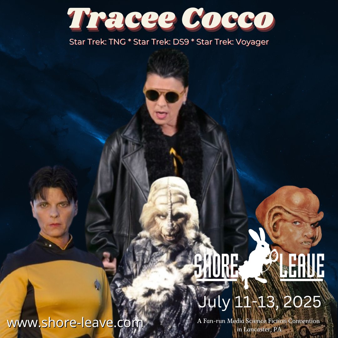 Shore Leave is excited to announce that Tracee Cocco will be joining us as one of our Celebrity Guests this year! Don’t miss the opportunity to meet her at the Lancaster Wyndham Resort and Convention Center, July 11–13, 2025.
<a href="/realtraceecocco/">Tracee Lee Cocco</a>
shore-leave.com/guests/celeb-g…