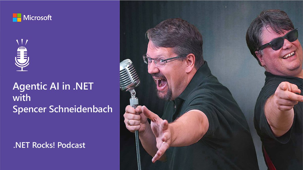 dotnet's tweet image. Ready to build an agentic AI in .NET? #dotNETRocks and Spencer Schneidenbach discuss his work using large language models to enhance customer interactions and how Semantic Kernel makes connecting an OpenAI model to your APIs easy. 🎥 msft.it/6017SGsnF