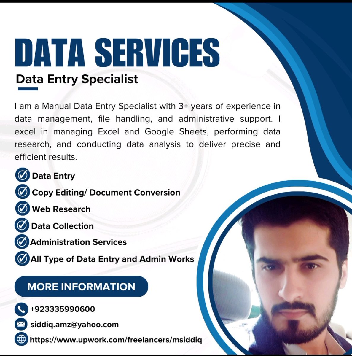DataDrivenSidiq's tweet image. Looking for reliable #DataEntry, #WebResearch, or #AdminSupport services?
I’m a Data Entry Specialist with 3+ years of experience delivering accurate and efficient results!
Let’s connect: upwork.com/freelancers/ms…

#DataServices #VirtualAssistant #Freelance