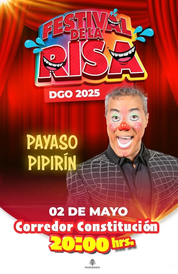 🔴 #Durango 🎉 ¡Llega el Festival de la Risa 2025! 😂
Del 30 de abril al 4 de mayo, prepárate para noches llenas de carcajadas 🤣

📍 Corredor Constitución (junto a Plaza de Armas)
🕗 Todos los días a las 20:00 h
🎟 ¡Totalmente gratis!

🎭 Cartelera:
📅 30 de abril → Magos Joe y