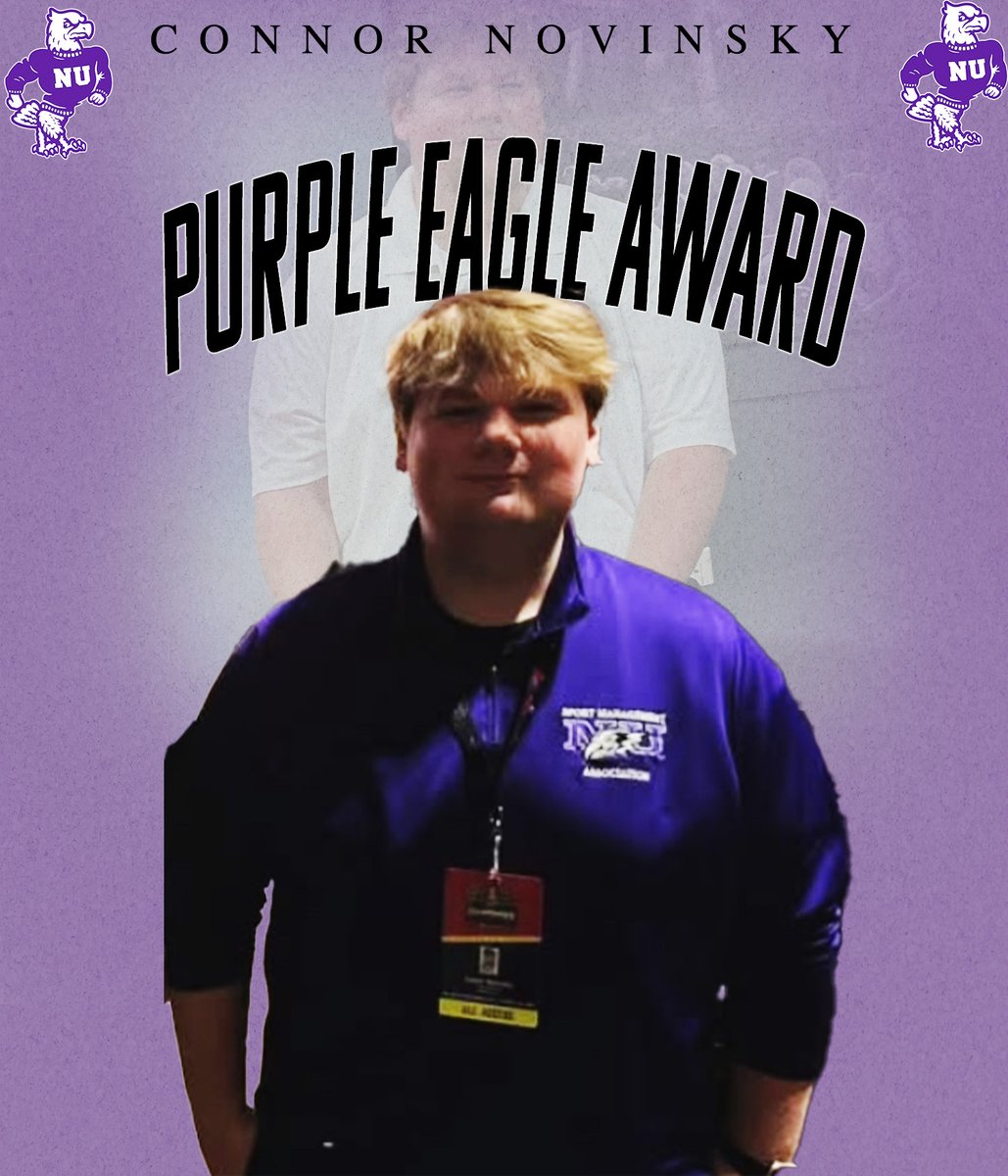 The Purple Eagle Award is presented to a non-student athlete who has demonstrated through their work behind the scenes a tremendous dedication and pride in Niagara athletics. 

This years winners are Connor Novinsky and Azhane Bridges

#EaglesTakeFlight