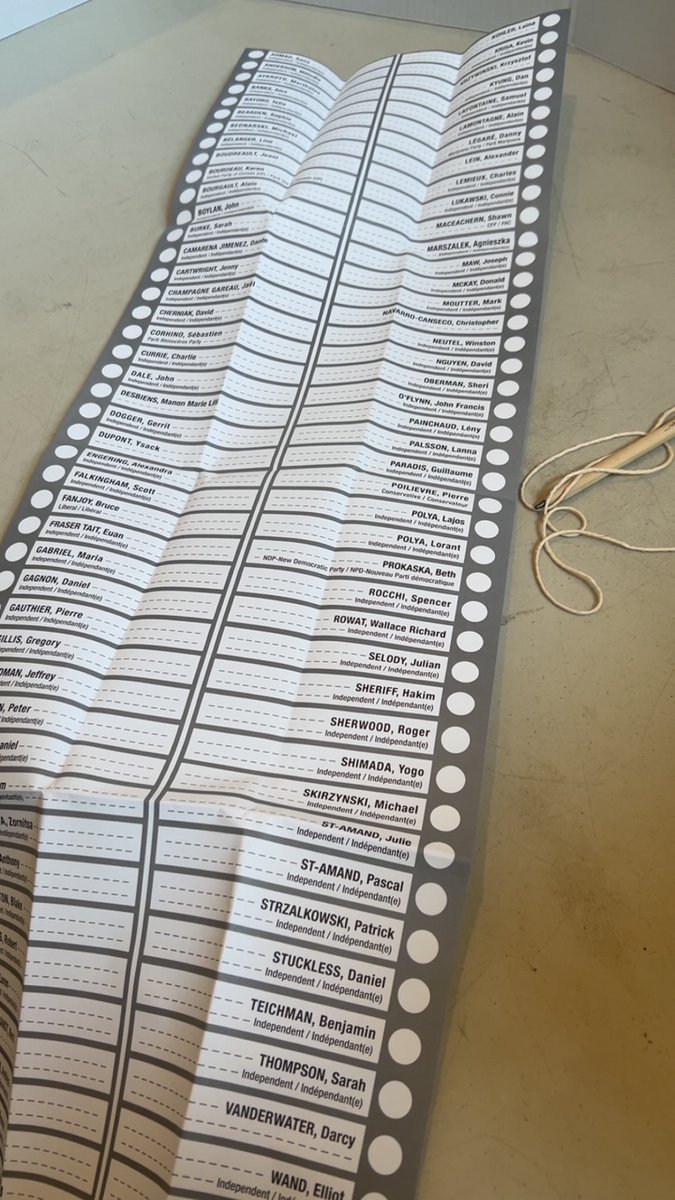 realloudlyndsey's tweet image. My riding is the "lucky" one with 91 names on the ballot. The longest ballot in Canadian history, I'm told #cdnag #cdnpoli #westcdnag #ontag