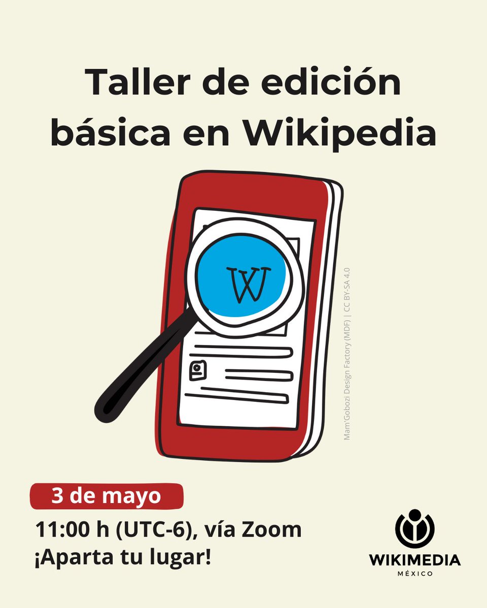 Si frecuentemente piensas pensamientos wikipédicos, nos complace anunciar que el sábado 3 de mayo tendremos un taller virtual sobre Wikipedia 😎 🌐

Regístrate aquí --&gt; 
forms.gle/atyphGVZ7ZaeJE…