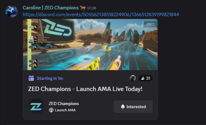 AMA in Discord for anyone playing <a href="/zed_champions/">ZED CHAMPIONS</a> <a href="/zed_run/">zed_run</a>
