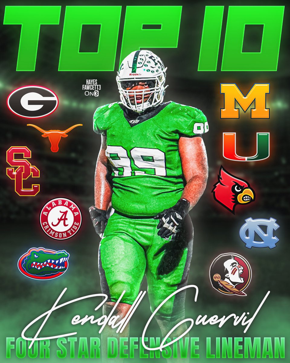 Hayes Fawcett (@hayesfawcett3) on Twitter photo NEWS: Four-Star DL Kendall Guervil is down to 🔟 Schools, he tells me for <a href="/on3recruits/">Follow @Rivals</a>
The 6’4 315 DL from Fort Myers, FL is ranked as the No. 12 DL in the ‘26 Class (per On3)
Where Should He Go?👇🏽
on3.com/db/kendall-gue… NEWS: Four-Star DL Kendall Guervil is down to 🔟 Schools, he tells me for <a href="/on3recruits/">Follow @Rivals</a>
The 6’4 315 DL from Fort Myers, FL is ranked as the No. 12 DL in the ‘26 Class (per On3)
Where Should He Go?👇🏽
on3.com/db/kendall-gue…
