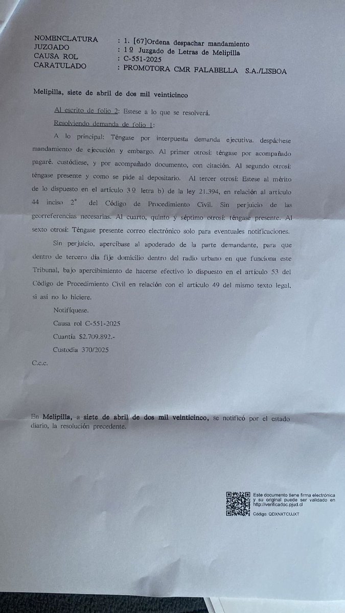 TitiKarrillo's tweet photo. @Falabella_Chile están presionando a una adulta mayor  amenazando con embargar lo poco que tiene la deuda no es de ella  aunque figure como titular tiene 73 años una pensión miserable llegó del hospital y se encontró con esto.@AldoDuqueSantos @exhuevo @canal13 @Mega @SERNAC https://t.co/jhoAHSqORG