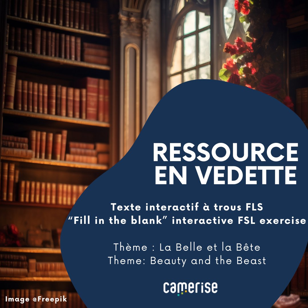 👸Parmi les ressources éducatives #FLS disponibles gratuitement sur #Camerisefslhub, découvrez ce texte à trous inspiré du célèbre #conte La Belle et la Bête.
🔗studio.camerisefsl.ca/fr/h5p/228