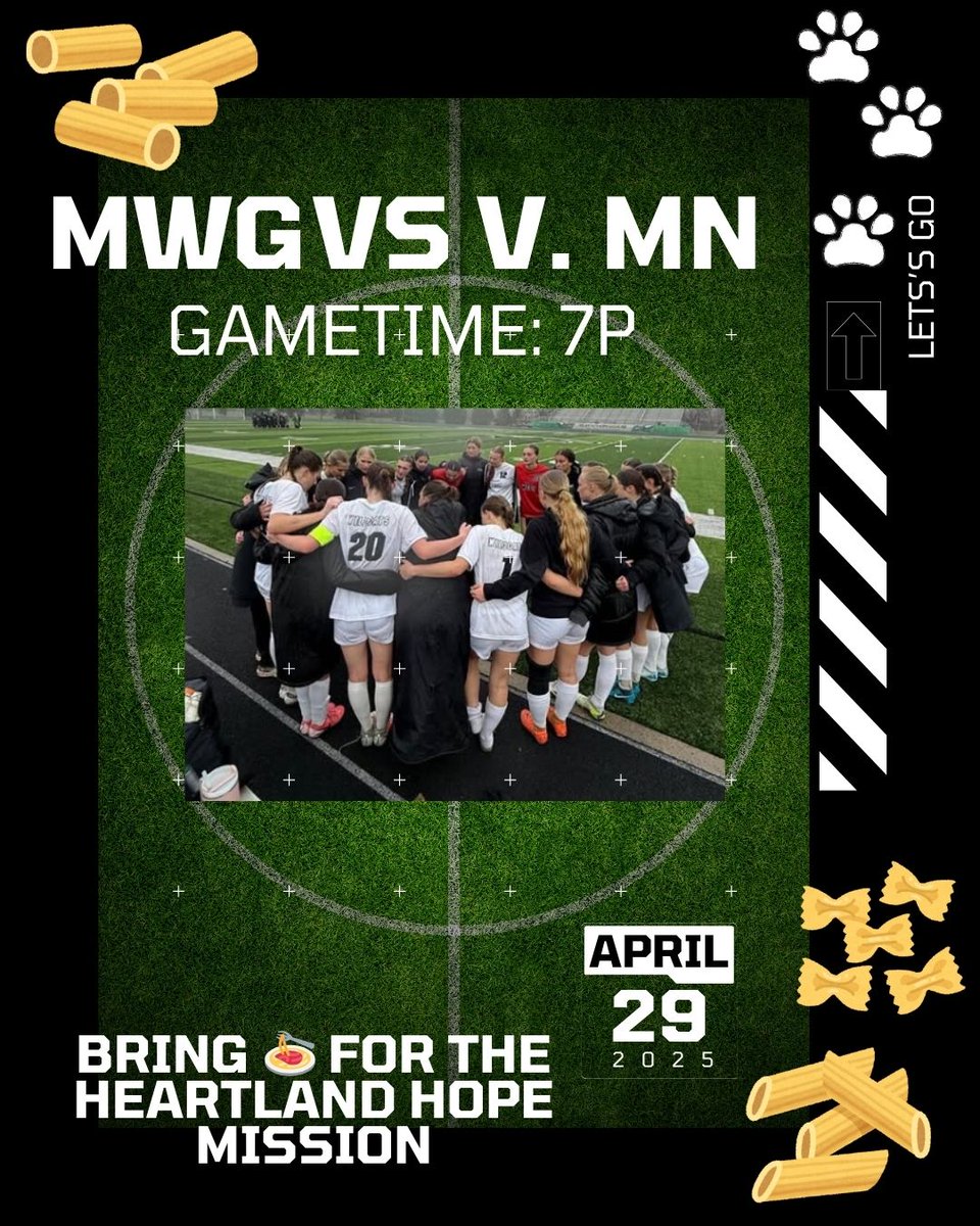 Tomorrow is our last regular season home game.  Come cheer us on and bring some pasta to donate!!