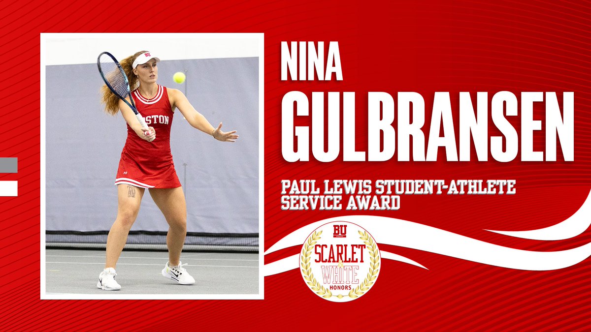 BU Athletics (@buathletics) on Twitter photo This year's Paul Lewis Student-Athlete Service Award recipient is Nina Gulbransen of <a href="/TerrierWTennis/">BU Women's Tennis</a>!
#GoBU This year's Paul Lewis Student-Athlete Service Award recipient is Nina Gulbransen of <a href="/TerrierWTennis/">BU Women's Tennis</a>!
#GoBU
