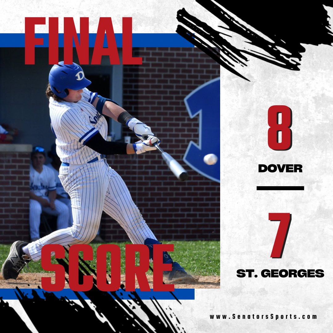 Dover picks up the BIG out of conference win today 8-7. Ryan Perkins led the way with THREE hits. Kole Turner got the win and Carter Bean earned a save. Turner had a triple at the plate. Lyon, Greene, Drago, and Cutchin all had hits as well. #GoDover🔵⚪️⚾️