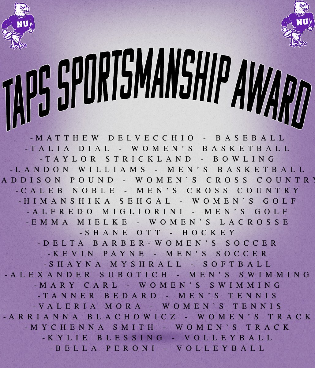 The Taps Sportsmanship Award goes to student-athletes from all 19 of our sport programs that demonstrates the same values Taps Gallagher did. 

#EaglesTakeFlight