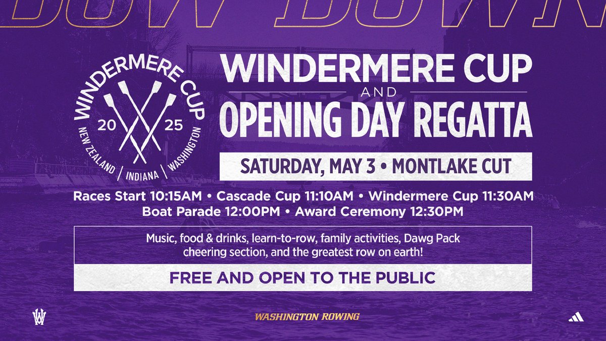 Washington Rowing (@uw_rowing) on Twitter photo It's <a href="/WindermereCup/">Windermere Cup</a> week!
This Saturday, come out to Montlake Cut to experience one of the world's great annual rowing events, as UW takes on New Zealand and Indiana.
Details: gohski.es/3RB8X39
#RowingU x #TheBoysInTheBoat x #WomenOfWashington It's <a href="/WindermereCup/">Windermere Cup</a> week!
This Saturday, come out to Montlake Cut to experience one of the world's great annual rowing events, as UW takes on New Zealand and Indiana.
Details: gohski.es/3RB8X39
#RowingU x #TheBoysInTheBoat x #WomenOfWashington