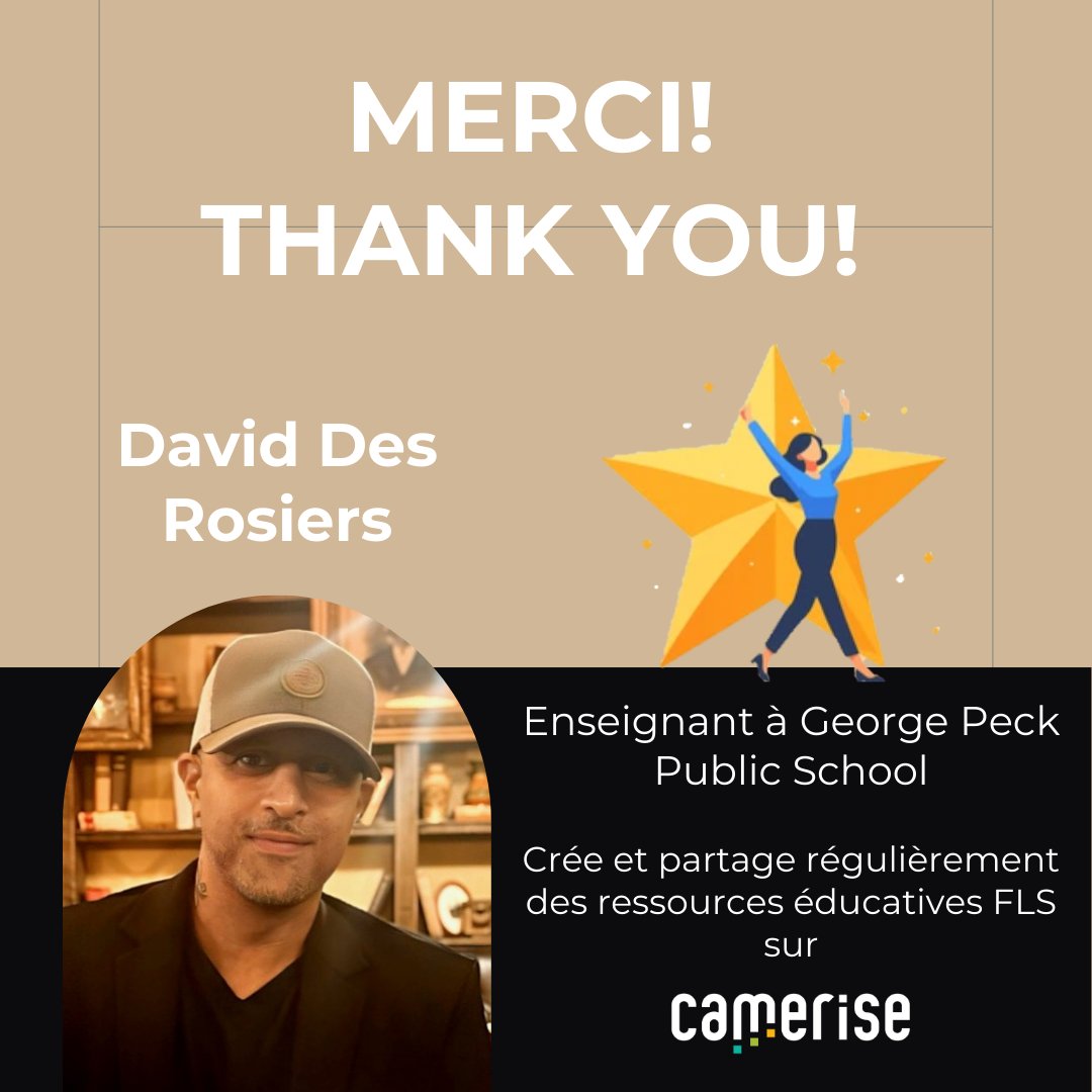 Merci à David Des Rosiers, enseignant de français à George Peck Public School à Scarborough, qui crée et partage des ressources FLS gratuites sur #Camerisefslhub.