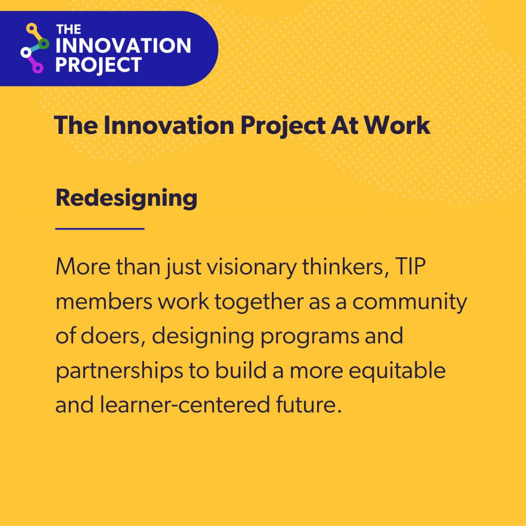 The Innovation Project is committed to reshaping workforce systems to foster a sustainable and rewarding working environment. Providing greater access and opportunity for students to achieve their academic and career goals.

We do this by rethinking, reimagining and redesigning.