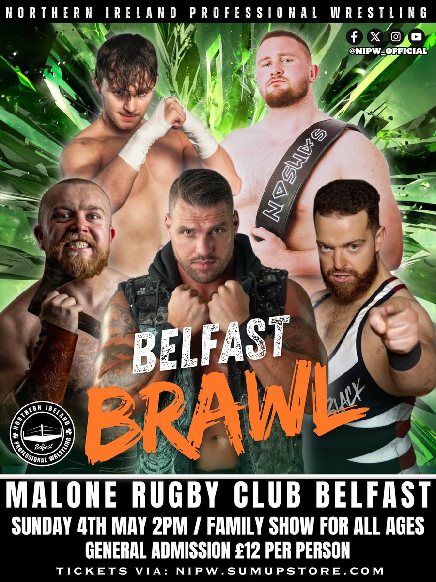 Mitch Baxter (@themitchbaxter) on Twitter photo Last remaining Tix on sale now for <a href="/nipw_offical/">Northern Ireland Professional Wrestling</a> Belfast Brawl! Head to
nipw.sumupstore.com 🔥🔥🔥 Last remaining Tix on sale now for <a href="/nipw_offical/">Northern Ireland Professional Wrestling</a> Belfast Brawl! Head to
nipw.sumupstore.com 🔥🔥🔥