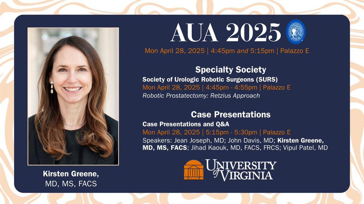 UVA Urology (@uvaurology) on Twitter photo One more #UVAUrology superstar is on deck this evening... @KGUromd herself is just finishing speaking at #SURS and will follow up with case presentations with <a href="/DrJeanJoseph/">DrJoseph</a>, <a href="/jdhdavis/">John W. Davis, MD</a>, <a href="/drjkaouk/">Dr. J. Kaouk</a>, and <a href="/vipulpatelmd/">Vipul Patel, MD</a>. #AUA25 One more #UVAUrology superstar is on deck this evening... @KGUromd herself is just finishing speaking at #SURS and will follow up with case presentations with <a href="/DrJeanJoseph/">DrJoseph</a>, <a href="/jdhdavis/">John W. Davis, MD</a>, <a href="/drjkaouk/">Dr. J. Kaouk</a>, and <a href="/vipulpatelmd/">Vipul Patel, MD</a>. #AUA25