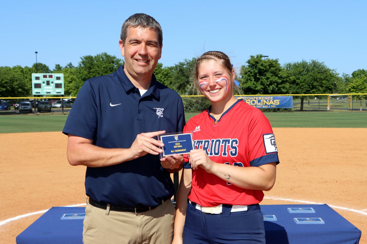 FMU selections on the Conference Carolinas All-Tournament Softball Team were senior outfielder Emily Knoz, junior shortstop Madalyn White, and freshman catcher Rylee Gray.  #2 Patriots win six games in a row to earn their third tournament crown. #SwampEm #GoPatsGo <a href="/fmu_softball/">FMU Softball</a>