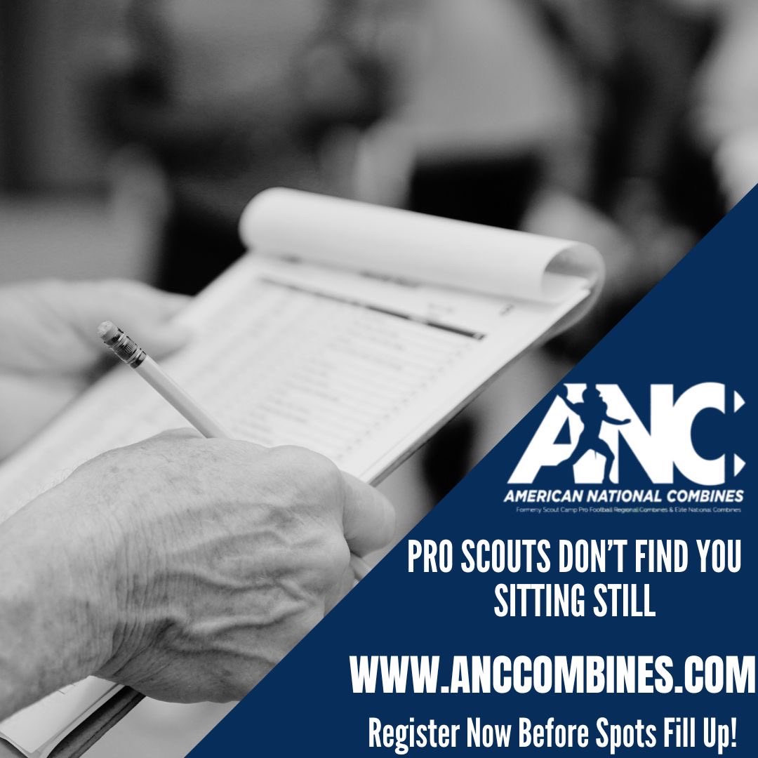 Scouts don’t find you sitting still.

You need to be grinding, competing and showing up. They’ll find you at ANC Combines. 

Regional combines are happening now. Come get noticed by the NFL, UFL &amp; CFL.

Spots are limited. Sign up today and be seen.