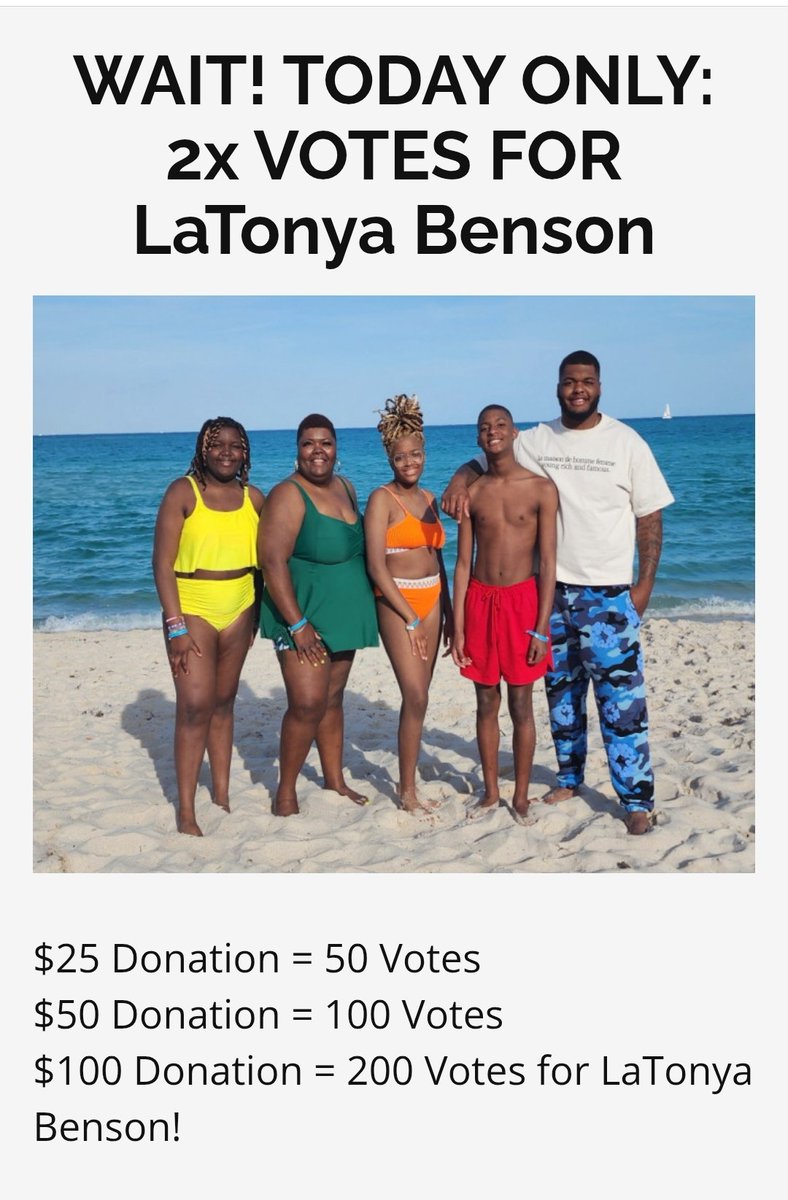 LaTonya Benson (@ktomom) on Twitter photo 3 Days until next cuts! With your monetary donations, the Children's Miracle Network benefits & I will get 2x the vote! Just know I'm appreciative! Top 10 here we come! <a href="/IndianaFootball/">Indiana Football</a> <a href="/CUBuffsFootball/">Colorado Buffaloes Football</a> #LEO #NeverDaunted #SkoBuffs #MommaBensonEncourages 3 Days until next cuts! With your monetary donations, the Children's Miracle Network benefits & I will get 2x the vote! Just know I'm appreciative! Top 10 here we come! <a href="/IndianaFootball/">Indiana Football</a> <a href="/CUBuffsFootball/">Colorado Buffaloes Football</a> #LEO #NeverDaunted #SkoBuffs #MommaBensonEncourages