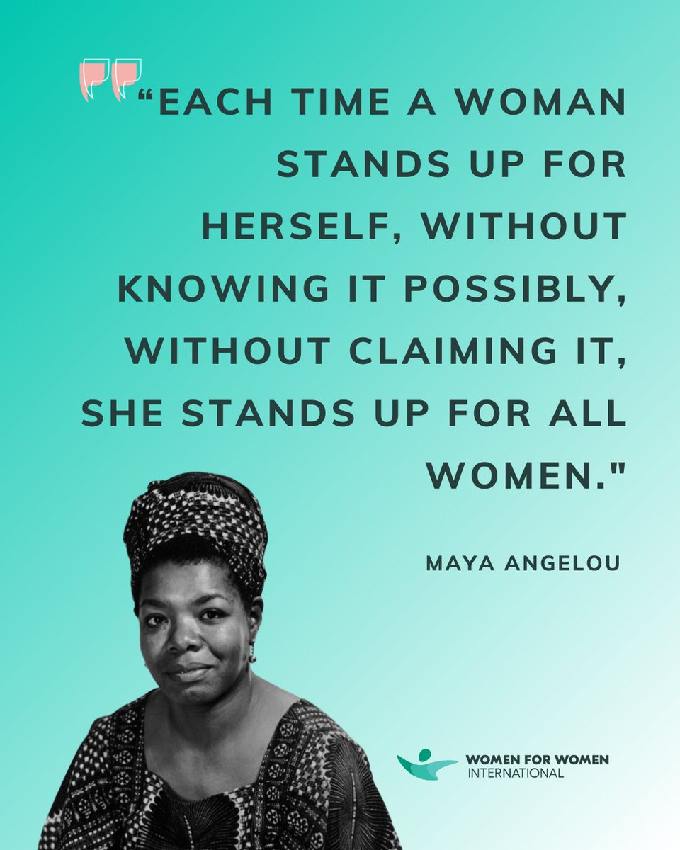 Every time a woman stands up for herself, she sparks something greater. As Maya Angelou said, she stands up for all women.  

We see this strength every day—in women rebuilding their lives after conflict, choosing hope, and lifting one another. 

#InspiringQuote