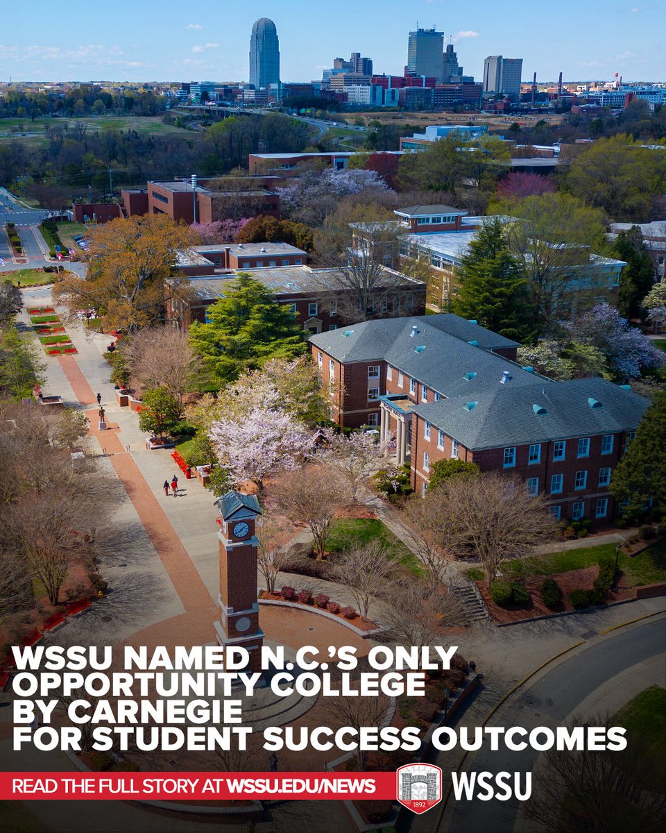 WSSU has been named the only university in North Carolina to earn the distinguished designation of Opportunity College. WSSU not only opens doors for students but helps them succeed after graduation. 

Learn more: bit.ly/WSSUOpportunit…
#RamsTakeCharge | #WSSURamily