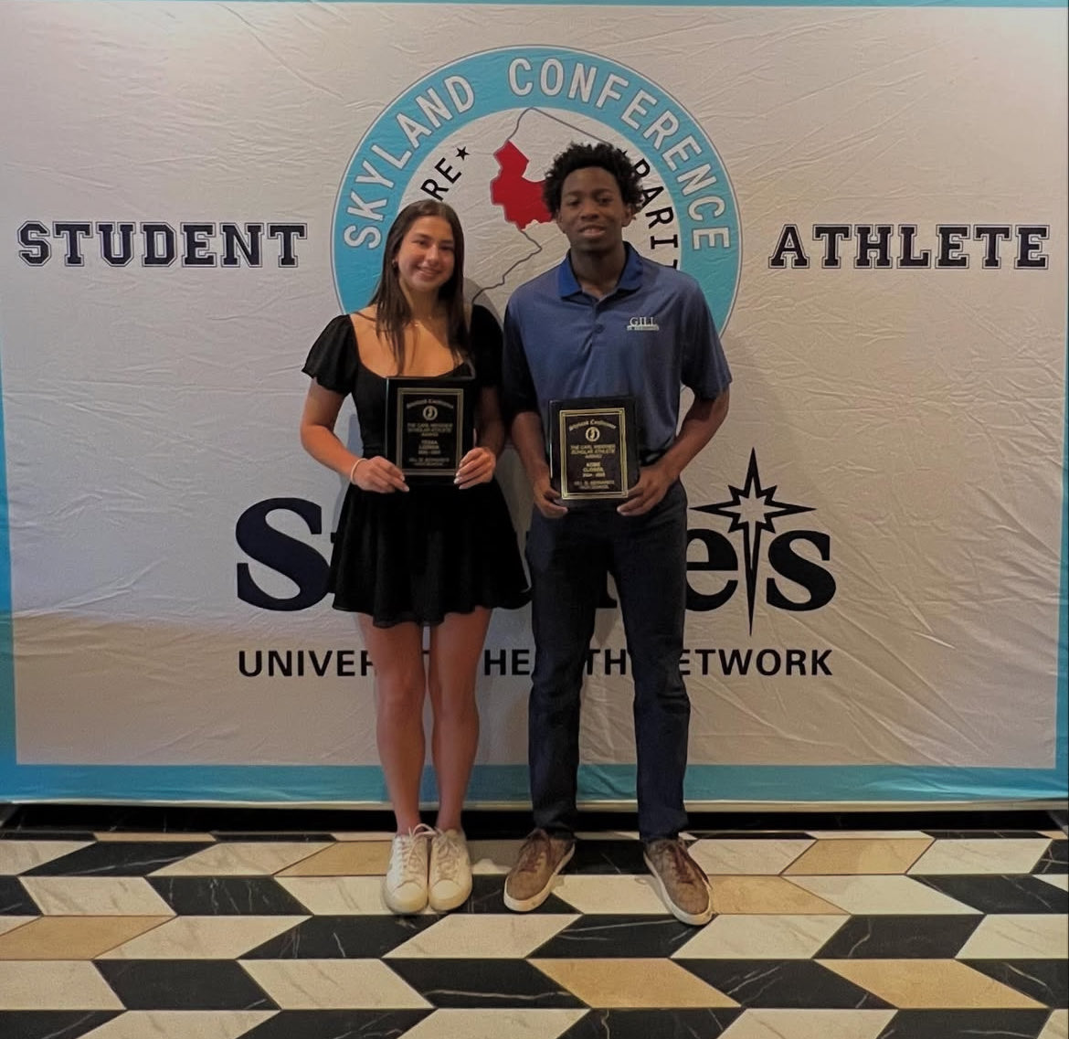 Knights WBB (@gsb_wbb) on Twitter photo Congratulations <a href="/tessalozner/">Tessa Lozner</a> and Kobe Closeil on receiving the Skyland Conference Scholar-Athlete Award! Congratulations <a href="/tessalozner/">Tessa Lozner</a> and Kobe Closeil on receiving the Skyland Conference Scholar-Athlete Award!