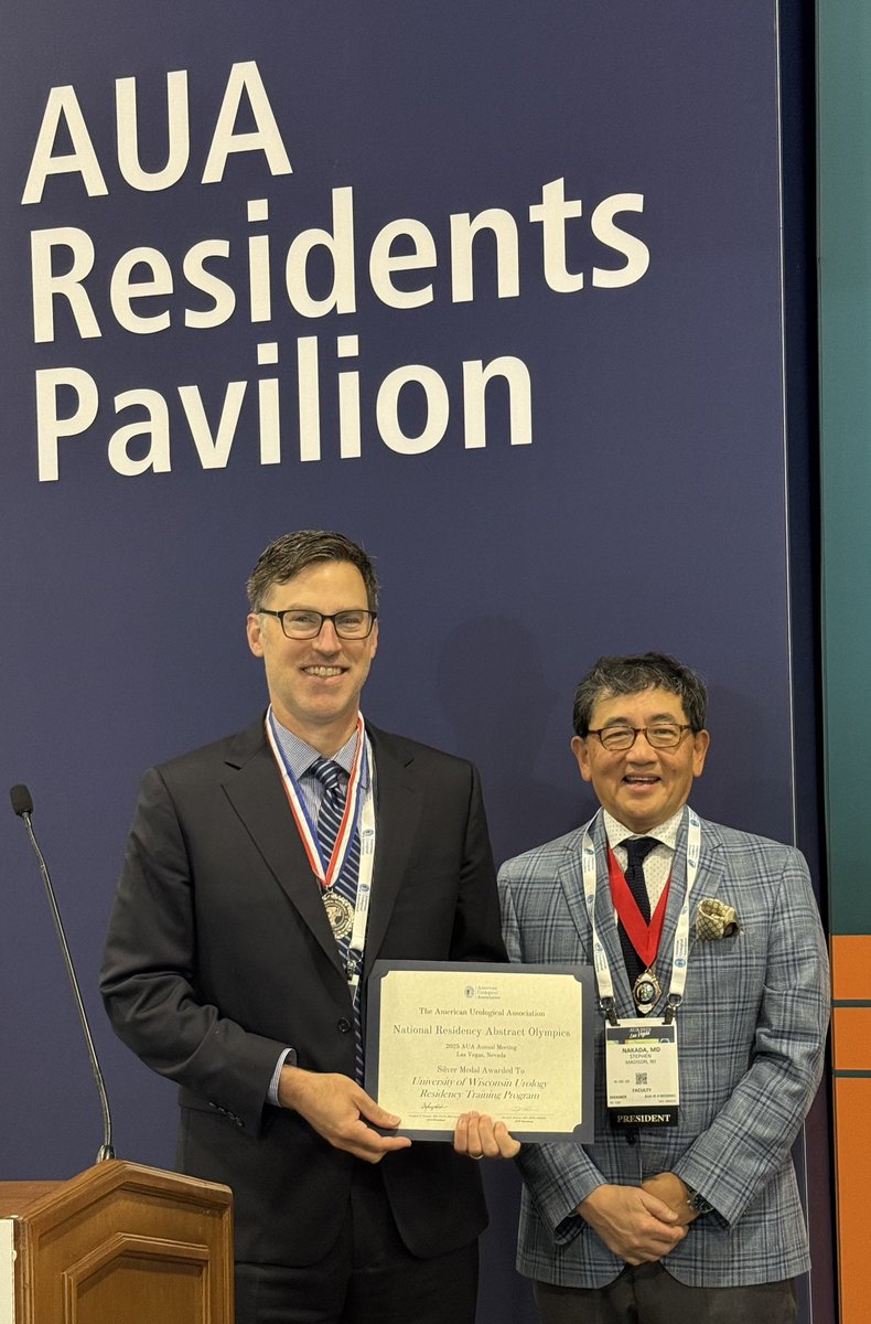 Steve Nakada (@nakadasteve) on Twitter photo Photo op with the famous Dan Williams, Program Director, and urologist extraordinaire. He proudly wears our medal from the Resident Abstract Olympics! Great work by residents, faculty and fellows! <a href="/AmerUrological/">Amer. Urol. Assn.</a> <a href="/wiscurology/">UW Urology</a> #AUA25 Photo op with the famous Dan Williams, Program Director, and urologist extraordinaire. He proudly wears our medal from the Resident Abstract Olympics! Great work by residents, faculty and fellows! <a href="/AmerUrological/">Amer. Urol. Assn.</a> <a href="/wiscurology/">UW Urology</a> #AUA25