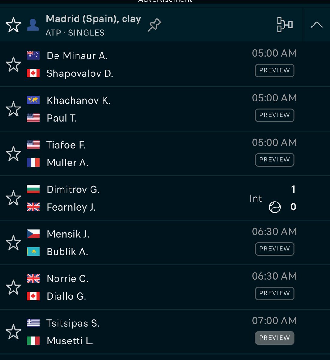 Set those alarms early for tomorrow. With the power outage their is a MASSIVE card for #ATPMadrid 🎾  will be adding a few more